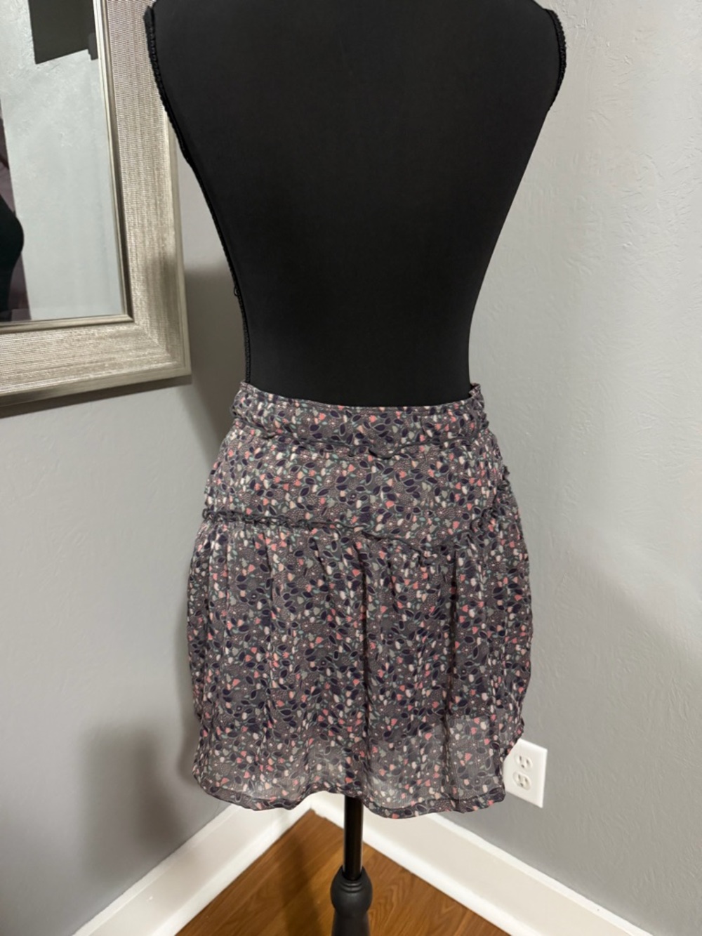 American Eagle Outfitters Chiffon Y2K Cottage-core floral ruffle mini skirt sm - Picture 5 of 8